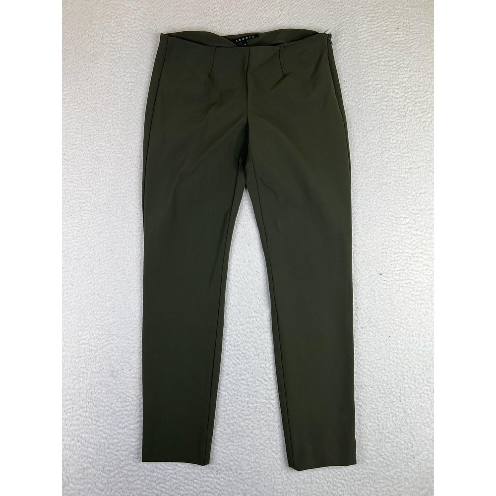 Theory Belisa Mandatory Green Stretch Slim Ankle Dress Pants Womens 4 D077205R